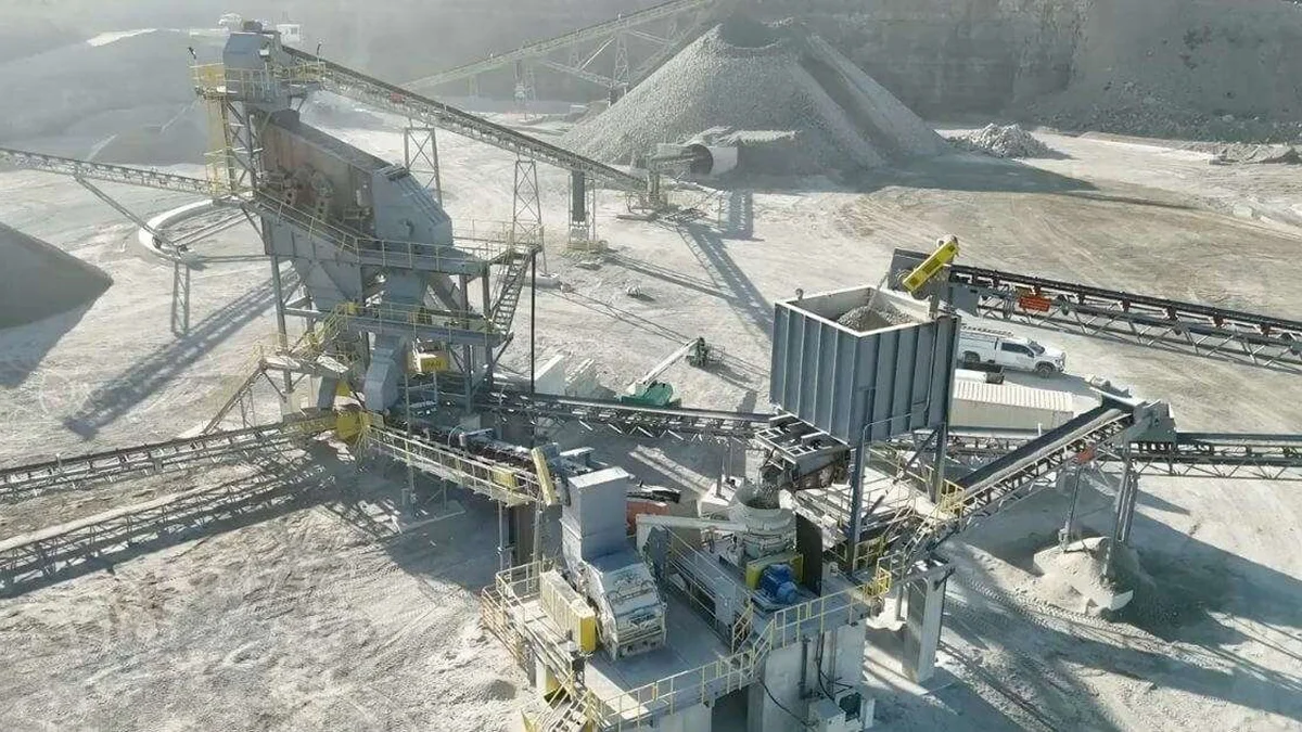 Limestone quarry with machinery